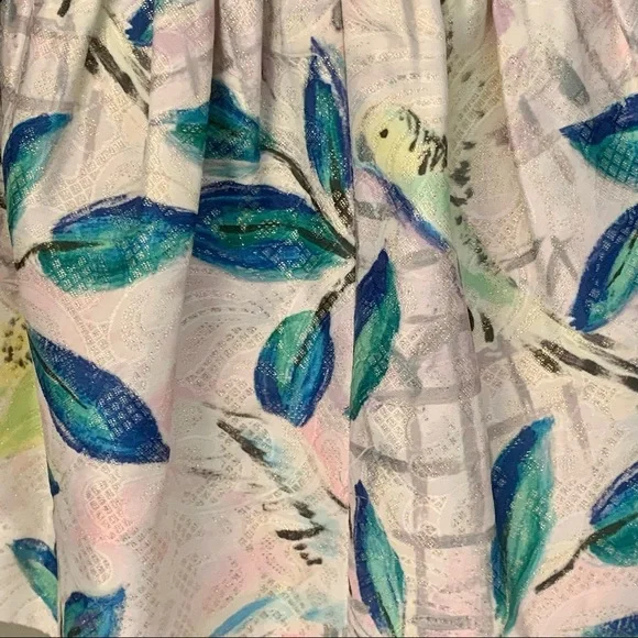 Anthropologie Leifsdottir Peplum Brocade Top Bird Pattern Metallic Sleeveless 0 - Picture 4 of 16